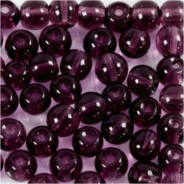 Glaspärlor, Dia. 4 mm, Hålstl. 1 mm, lila, 45 st./ 1 förp. [HOB-60990]