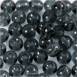 Glaspärlor, Dia. 4 mm, Hålstl. 1 mm, grå, 45 st./ 1 förp. [HOB-60993]