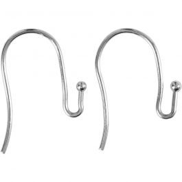 Öronkrokar, L: 21 mm, tjocklek 0,7 mm, försilvrad, 6 st./ 1 förp. [HOB-61275]