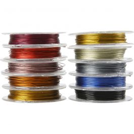 Smyckeswire, tjocklek 0,38 mm, mixade färger, 10 m/ 1 förp. [HOB-61582]
