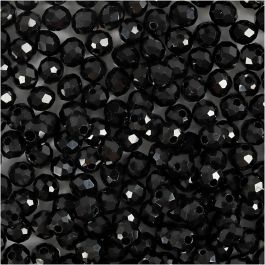 Facettpärlor, stl. 3x4 mm, Hålstl. 0,8 mm, svartmetallic, 100 st./ 1 förp. [HOB-61680]