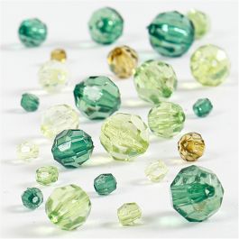 Facettpärlor, stl. 4-12 mm, Hålstl. 1-2,5 mm, grön, 45 g/ 1 förp. [HOB-618811]