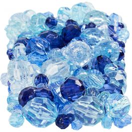 Facettpärlor, stl. 4-12 mm, Hålstl. 1-2,5 mm, blå harmoni, 250 g/ 1 förp. [HOB-61882]