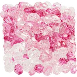 Facettpärlor, stl. 4-12 mm, Hålstl. 1-2,5 mm, pink (081), 250 g/ 1 förp. [HOB-61884]