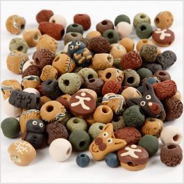 Keramikpärlor, stl. 7-18 mm, Hålstl. 2-4 mm, mixade färger, 300 g/ 1 förp. [HOB-63569]