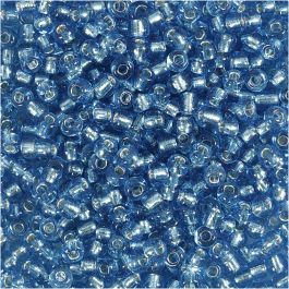 Rocaillepärlor, Dia. 3 mm, stl. 8/0, Hålstl. 0,6-1,0 mm, klarturkos, 25 g/ 1 förp. [HOB-682201]