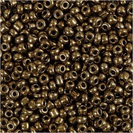 Rocaillepärlor, Dia. 3 mm, stl. 8/0, Hålstl. 0,6-1,0 mm, bronze, 25 g/ 1 förp. [HOB-682221]
