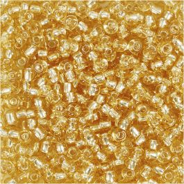 Rocaillepärlor, Dia. 3 mm, stl. 8/0, Hålstl. 0,6-1,0 mm, guld, 25 g/ 1 förp. [HOB-682241]