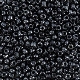 Rocaillepärlor, Dia. 3 mm, stl. 8/0, Hålstl. 0,6-1,0 mm, svartmetallic, 25 g/ 1 förp. [HOB-682281]