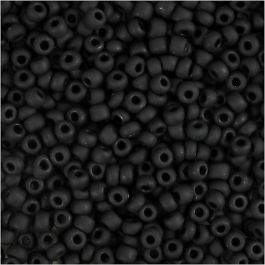 Rocaillepärlor, Dia. 3 mm, stl. 8/0, Hålstl. 0,6-1,0 mm, frostsvart, 25 g/ 1 förp. [HOB-682291]