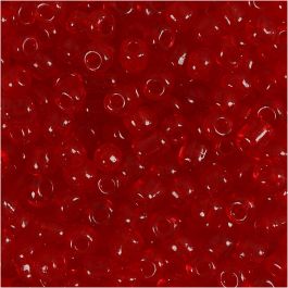 Rocaillepärlor, Dia. 4 mm, stl. 6/0, Hålstl. 0,9-1,2 mm, klarröd, 25 g/ 1 förp. [HOB-682531]