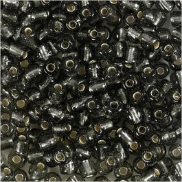 Rocaillepärlor, Dia. 4 mm, stl. 6/0, Hålstl. 0,9-1,2 mm, klargrå, 25 g/ 1 förp. [HOB-682741]