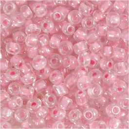 Rocaillepärlor, Dia. 4 mm, stl. 6/0, Hålstl. 0,9-1,2 mm, rosa kärna, 25 g/ 1 förp. [HOB-682781]