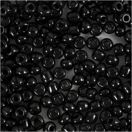 Rocaillepärlor, Dia. 4 mm, stl. 6/0, Hålstl. 0,9-1,2 mm, svart, 25 g/ 1 förp. [HOB-682811]