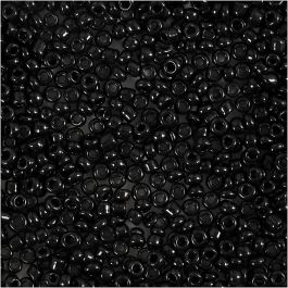 Rocaillepärlor, Dia. 2 mm, stl. 12/0, Hålstl. 0,8 mm, svart, 25 g/ 1 förp. [HOB-682831]