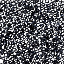 Rocaillepärlor, Dia. 1,7 mm, stl. 15/0, Hålstl. 0,5-0,8 mm, mörkgrå, 25 g/ 1 förp. [HOB-686820]
