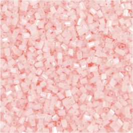Rocaipärlor 2-cut, Dia. 1,7 mm, stl. 15/0, Hålstl. 0,5 mm, transparent rosa, 25 g/ 1 förp. [HOB-687820]