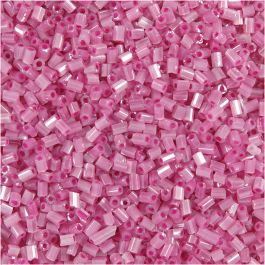Rocaipärlor 2-cut, Dia. 1,7 mm, stl. 15/0, Hålstl. 0,5 mm, rosa, 25 g/ 1 förp. [HOB-687830]