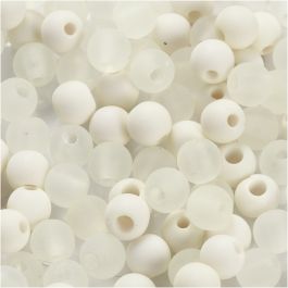Plastpärlor, Dia. 6 mm, Hålstl. 2 mm, cream, 40 g/ 1 förp. [HOB-69588]