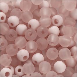 Plastpärlor, Dia. 6 mm, Hålstl. 2 mm, rosa, 40 g/ 1 förp. [HOB-69591]
