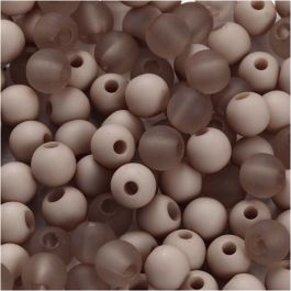 Plastpärlor, Dia. 6 mm, Hålstl. 2 mm, ljusgrå, 40 g/ 1 förp. [HOB-69596]
