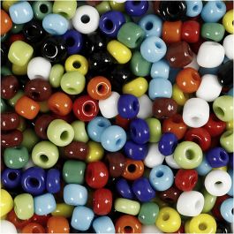 Rocaillepärlor, Dia. 4 mm, stl. 6/0, Hålstl. 0,9-1,2 mm, mixade färger, 1000 g/ 1 burk [HOB-696704]