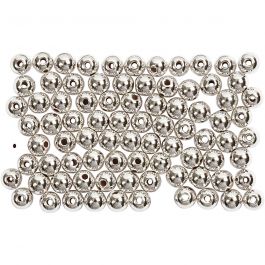 Vaxpärlor, Dia. 4 mm, Hålstl. 0,7 mm, silver, 150 st./ 1 förp. [HOB-698341]