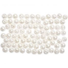 Vaxpärlor, Dia. 4 mm, Hålstl. 0,7 mm, pärlemor, 150 st./ 1 förp. [HOB-698361]
