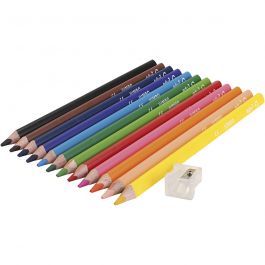 edu Jumbo Färgblyertspennor, tjocklek 10 mm, kärna 5 mm, mixade färger, 12st./ 1 förp. [HOB-409814]