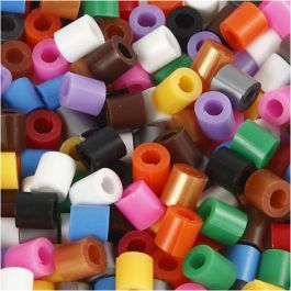Rörpärlor med slits, stl. 5x5 mm, Hålstl. 2,5 mm, medium, standardfärger, 6000 mix./ 1 förp. [HOB-75135]