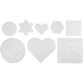 Pärlplattor, stl. 7-15 cm, medium, klar, 8 st./ 1 förp. [HOB-75319]