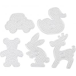 Pärlplattor, Nalle, bil, ren, anka och kanin, stl. 16x19,5-19x24 cm, JUMBO, klar, 5 st./ 1 förp. [HOB-75323]