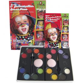 Eulenspiegel ansiktsfärg med steg-för-stegbeskrivning, mixade färger, 1 set [HOB-76132]