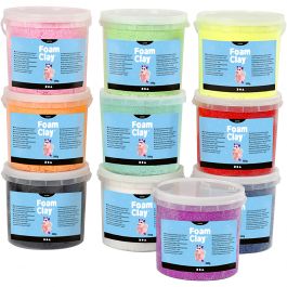  Foam Clay®, assorted colours, glitter, 560 g, 10 bucket [HOB-78098]