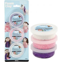 Foam Clay® , glitter,metallic, rosa, lila, vit, 3x14 g/ 1 förp. [HOB-78136]