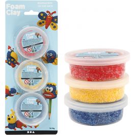 Foam Clay® , blå, röd, gul, 3x14 g/ 1 förp. [HOB-78139]