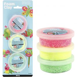 Foam Clay® , ljusgrön, neonrosa, neongul, 3x14 g/ 1 förp. [HOB-78141]