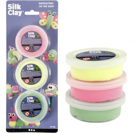 Silk Clay®, ljusgrön, neonrosa, neongul, 3x14 g/ 1 förp. [HOB-78148]