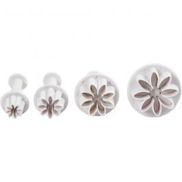 Utsticksform med prägel, blomma, Dia. 2,3+2,8+3,6+4,4 cm, vit, 4 st./ 1 förp. [HOB-782873]