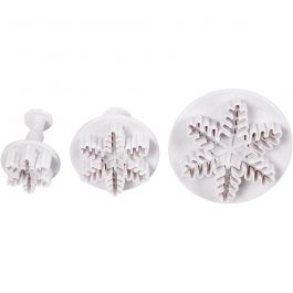 Utsticksform med prägel, snökristall, Dia. 3,2+4,8+6,5 cm, vit, 3 st./ 1 förp. [HOB-782875]