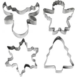 Utsticksform, julgran, ängel, ren, snökristall, H: 8 cm, 4 st./ 1 förp. [HOB-782886]