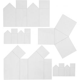 Gjutformar, hus och trekant, H: 6-14,5 cm, tjocklek 0,5 mm, transparent, 5 st./ 1 förp. [HOB-78643]