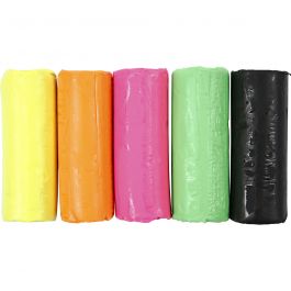 Modellera, H: 9,5 cm, neonfärger, 5x80 g/ 1 hink [HOB-78691]