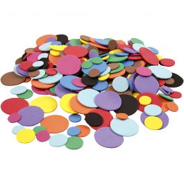 Dekorgummicirklar, Dia. 12+20+32 mm, mixade färger, 300 mix./ 1 förp. [HOB-790061]