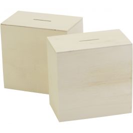 Sparbössor i trä, stl. 10x10x6 cm, 10 st./ 1 förp. [HOB-669041]