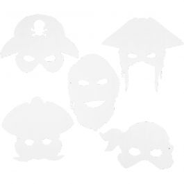 Piratmasker, H: 16-26 cm, B: 17,5-26,5 cm, 230 g, vit, 16 st./ 1 förp. [HOB-95212]