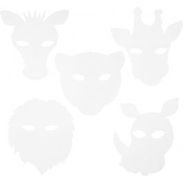 Djungelmasker, H: 22,5-25 cm, B: 20,5-22,5 cm, 230 g, vit, 16 st./ 1 förp. [HOB-95213]