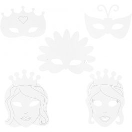 Äventyrmasker, H: 13,5-25 cm, B: 17-25 cm, 230 g, vit, 16 st./ 1 förp. [HOB-95214]