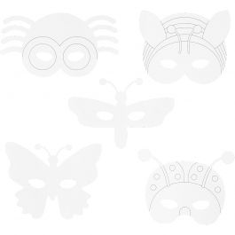 Insektsmasker, H: 14-17 cm, B: 19,5-23 cm, 230 g, vit, 16 st./ 1 förp. [HOB-95215]