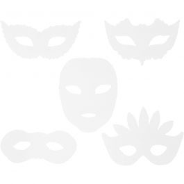 Teatermasker, H: 8,5-19 cm, B: 15-20,5 cm, 230 g, vit, 16 st./ 1 förp. [HOB-95216]